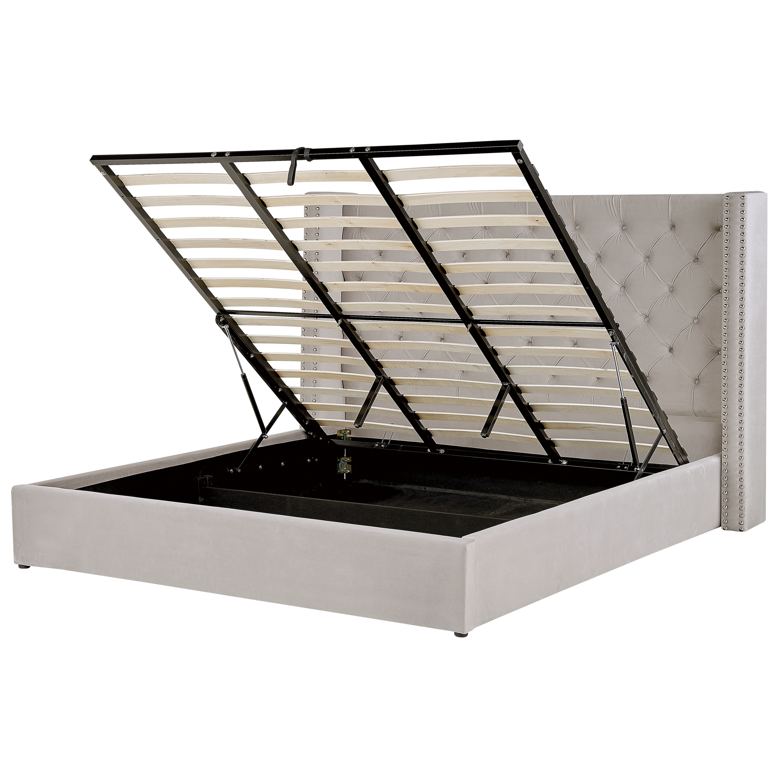 Sänky säilytystilalla sametti LUBBON 180 x 200 cm Vaaleanharmaa