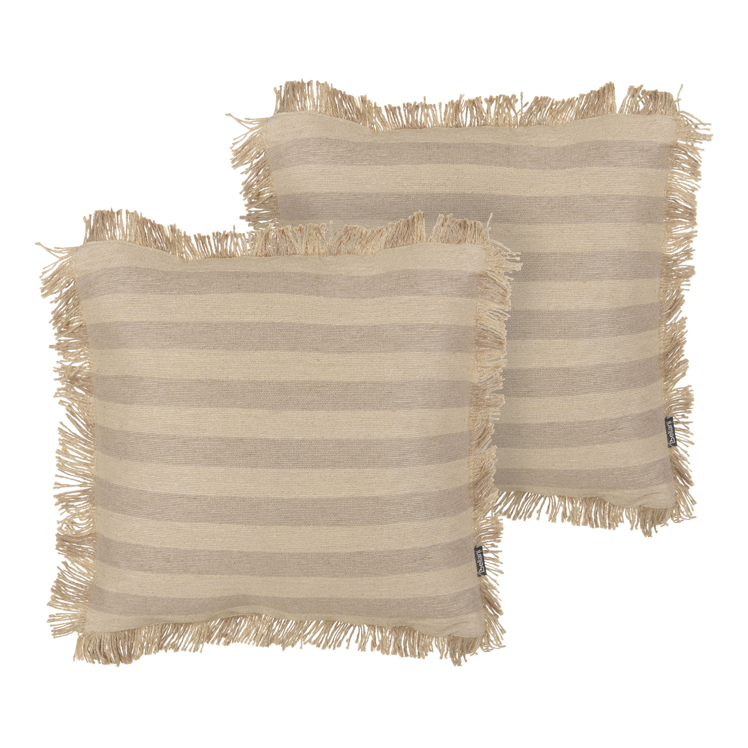 Koristetyynysetti 2 kpl CIRSIUM juutti 45 x 45 cm Beige Raitakuvio