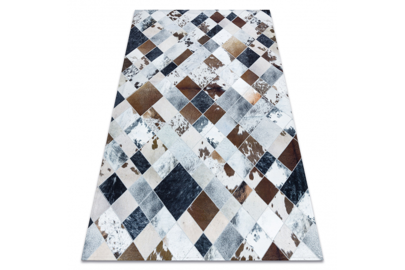 Matto patchwork 21720 beige / ruskea - lehmännahka 120x170 cm