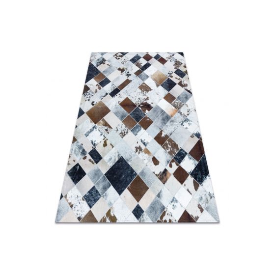 Matto patchwork 21720 beige / ruskea - lehmännahka 120x170 cm