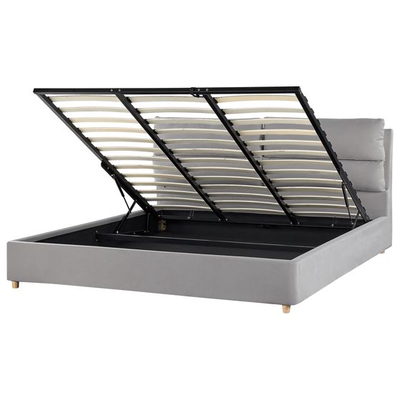 Sänky säilytystilalla sametti BATILLY 180 x 200 cm Vaaleanharmaa