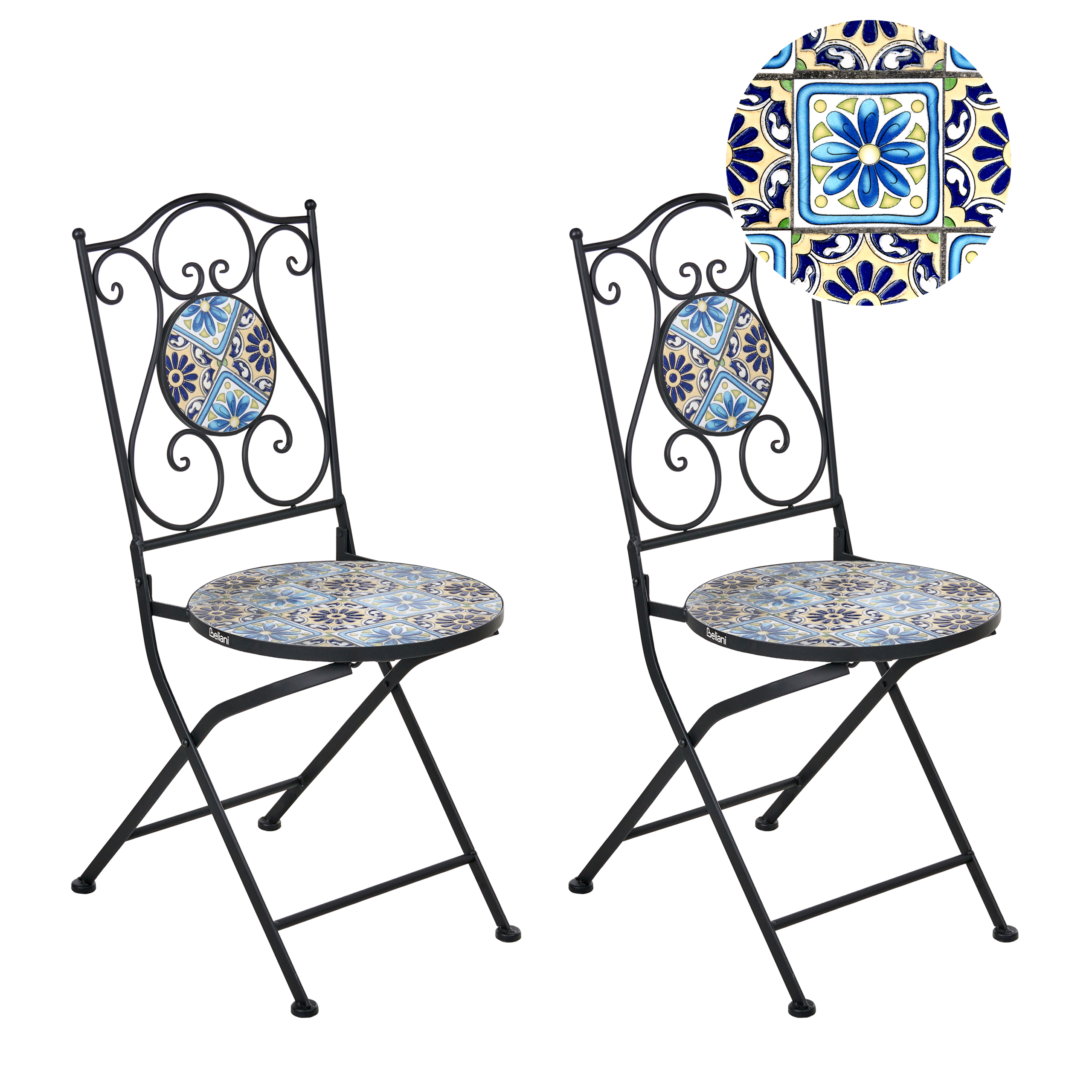 Puutarhatuolisetti 2 kpl AGGIUS taitettava metalli Musta