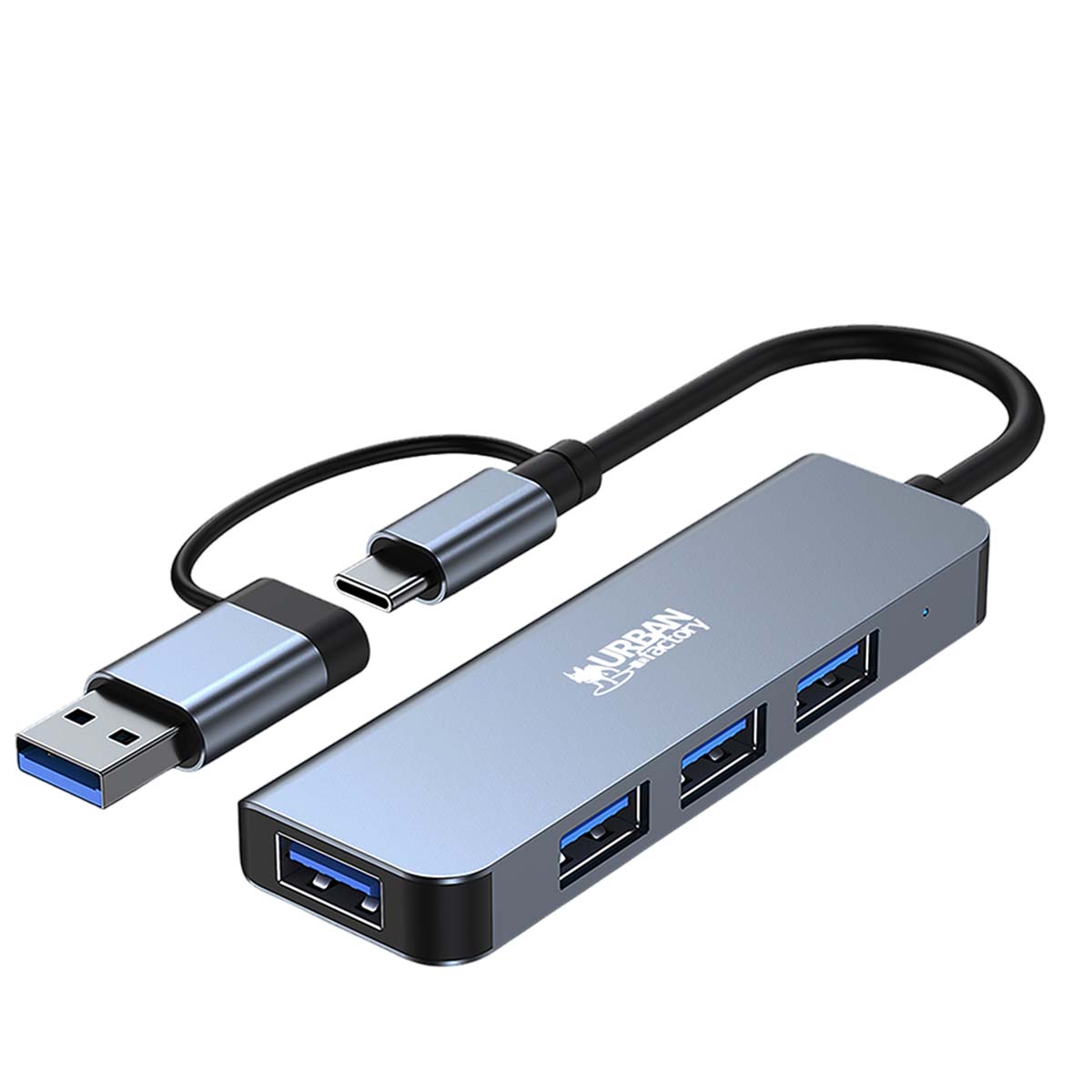 Hub MINEE USB/USB-C 4 Porttia Ultra-nopea USB 3.0 15cm