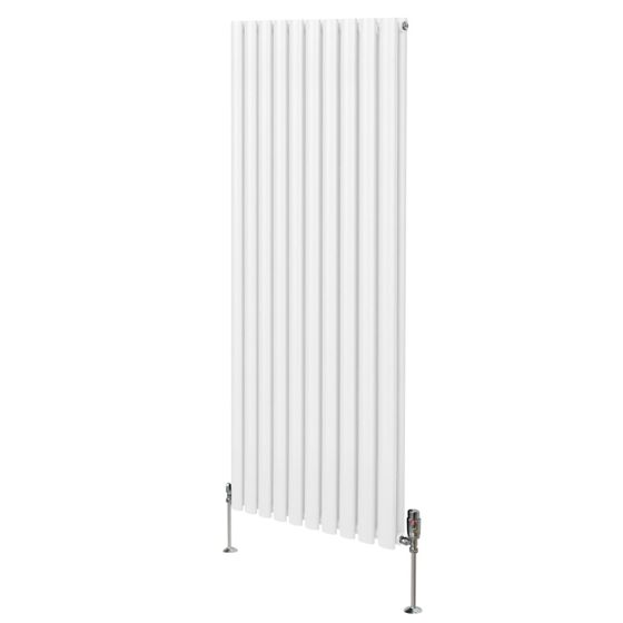 Soikea pylväspatteri ja venttiilit - 1600 mm x 600 mm – Valkoinen