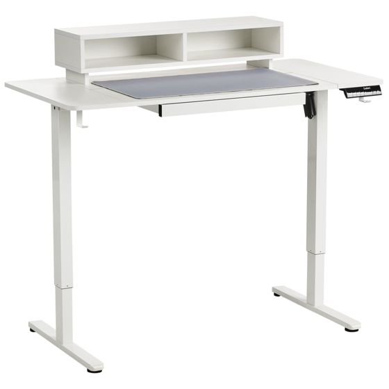 Työpöytä sähkösäädettävä LUCAMA 120 cm 60 cm USB-portilla Valkoinen