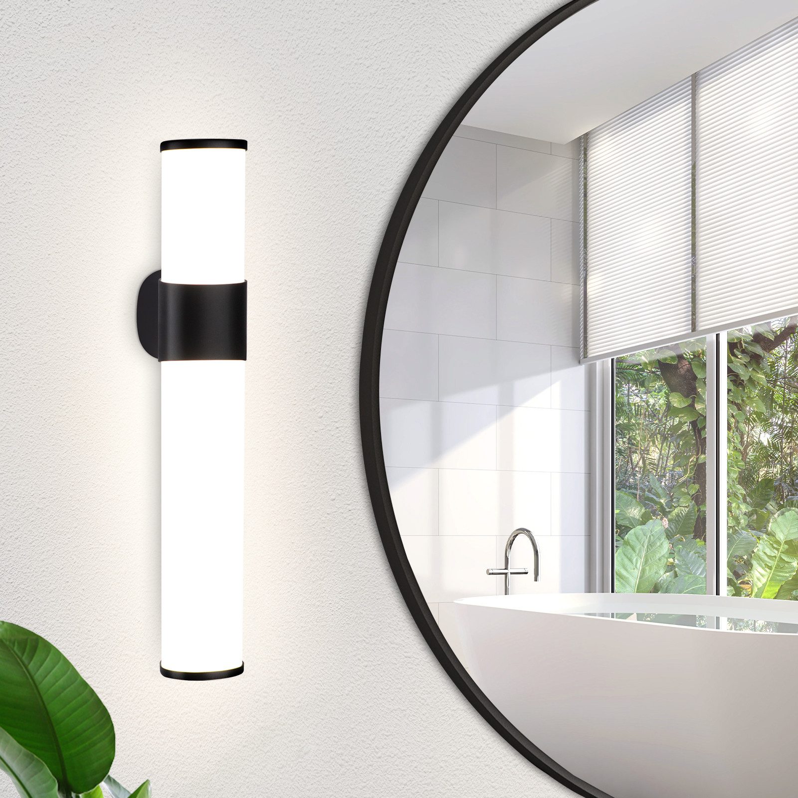 NETTLIFE LED - kylpyhuoneen, seinävalaisin, LED - kylpyhuoneen, peilivalaisin - moderni, musta 6W 30cm vedenpitävä, IP44 neutraali Valkoinen 4000K