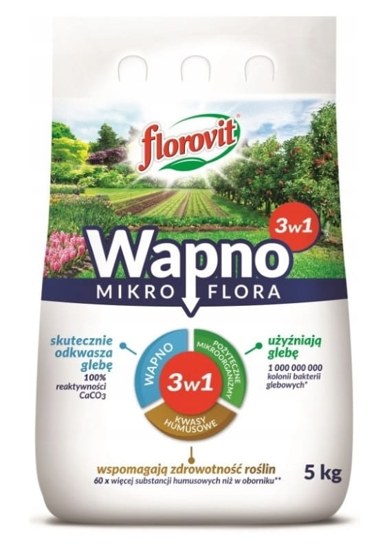 Florovit happamuutta vähentävä kalkkilannoite 5 kg mikroflooraa 3 in 1 humushapoilla