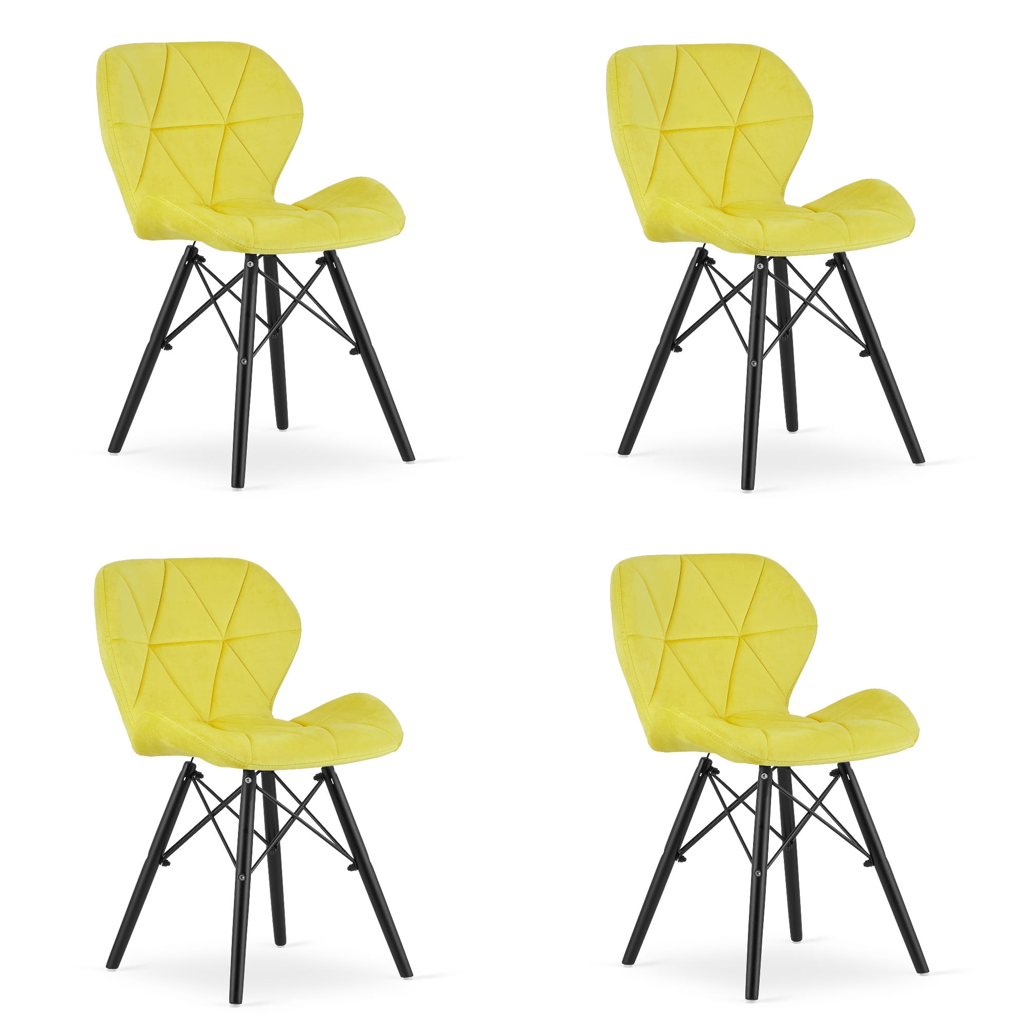 LAGO samettituoli, keltainen, mustat jalat (4 kpl)