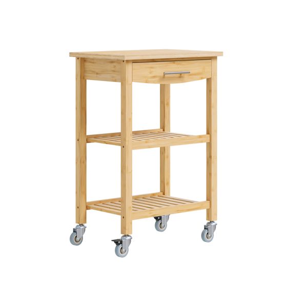 Keittiövaunu pyörillä luonnonvärinen bambu 58.0x40.0x86.0 FKW135-N