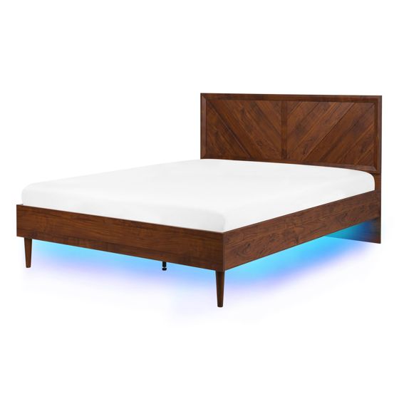 Sänky LED-valoilla MIALET 140 x 200 cm Tummanruskea