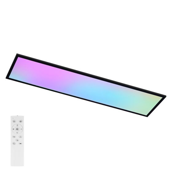 NETTLIFE LED-paneeli 120 x 30 cm, himmennettävä, pitkä RGB-väriä vaihtava kattopaneeli kaukosäätimellä 39W, musta