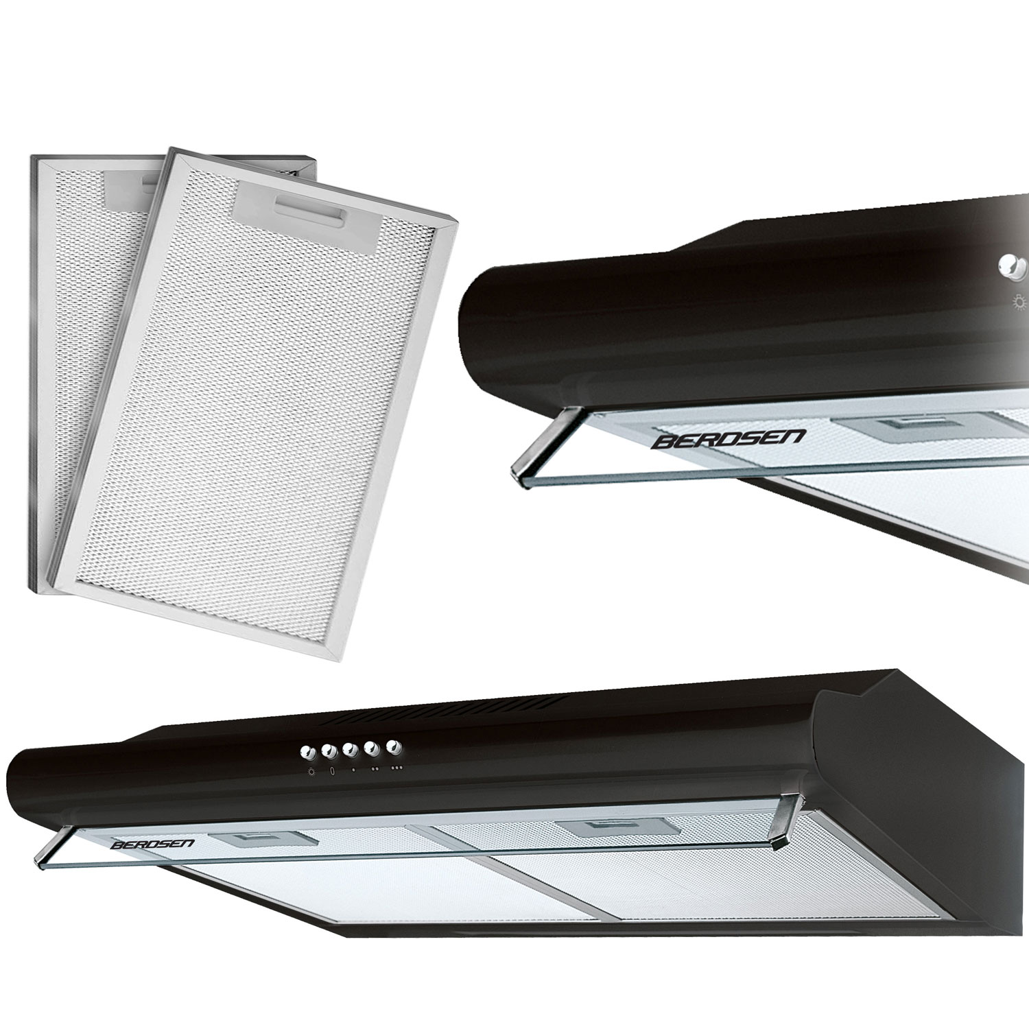 Kaapinalusliesituuletin - 60 cm absorboiva Berdsen BE-10-A musta