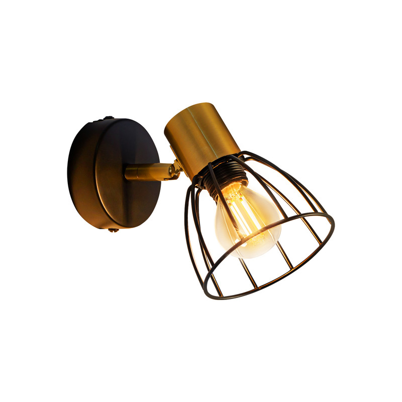 NETTLIFE Sisäseinävalaisin vintage 1 haara musta, E14, kääntyvä 350° (ei lamppuja)