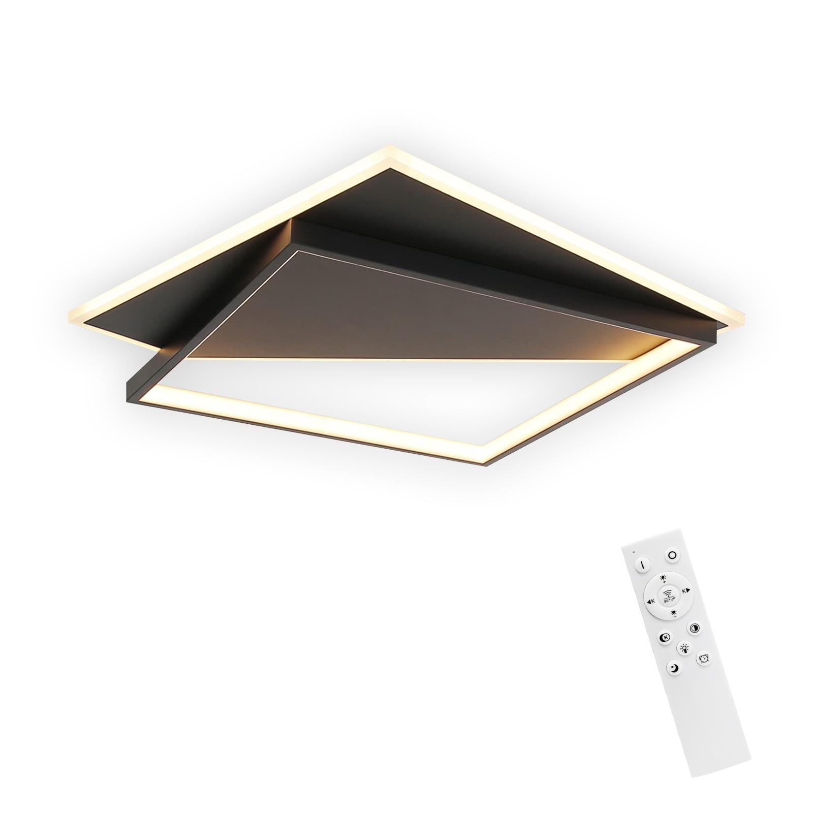 NETTLIFE moderni LED-kattovalaisin, 53W musta, himmennettäväKaukosäätimellä, olohuoneeseen makuuhuoneeseenKeittiöönKäytävään, toimistoon