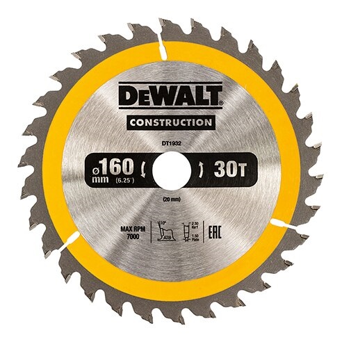 DeWalt Construction -Pyörösahanterä 160x20 mm, 30 hammasta