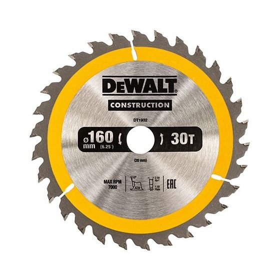 DeWalt Construction -Pyörösahanterä 160x20 mm, 30 hammasta