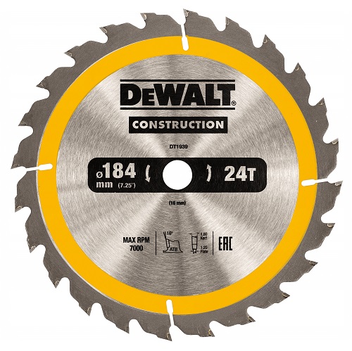 DeWalt Construction -Pyörösahanterä 184x16 mm, 24 hammasta