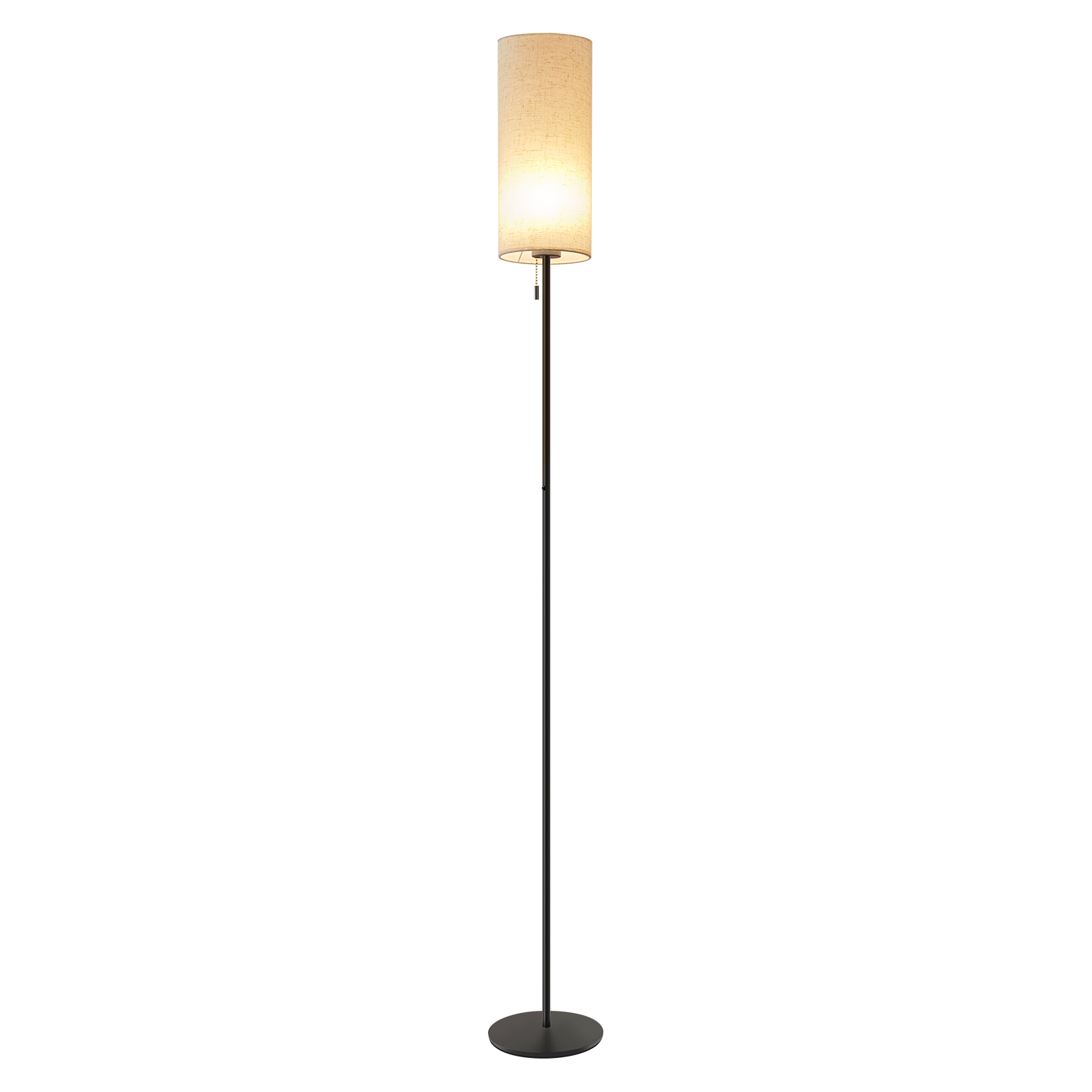 NETTLIFE Himmennettävä LED-lattiavalaisin Retro Kangasvarjostin Olohuoneeseen Vetokytkimellä