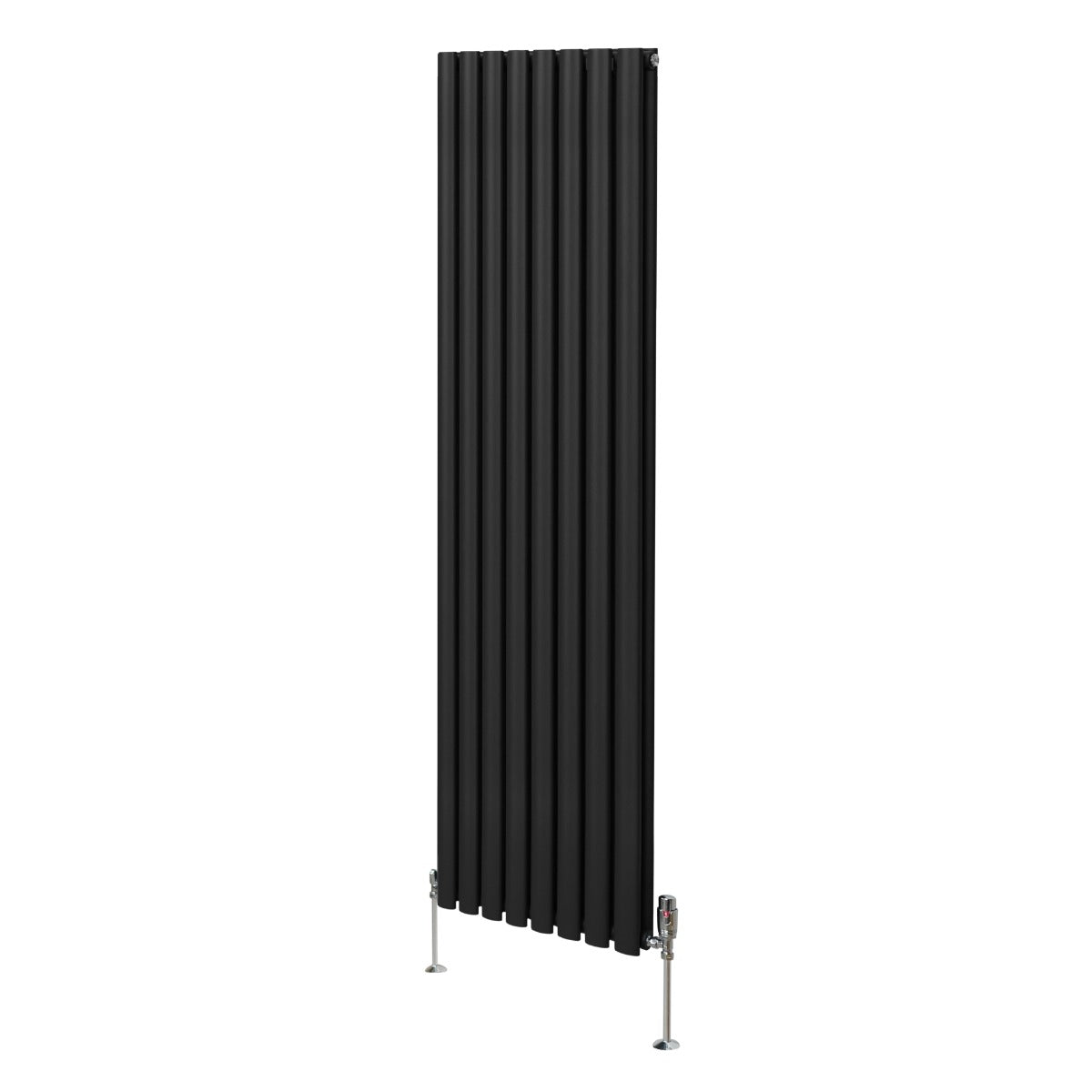 Soikea pylväspatteri ja venttiilit - 1800 mm x 480 mm – Musta