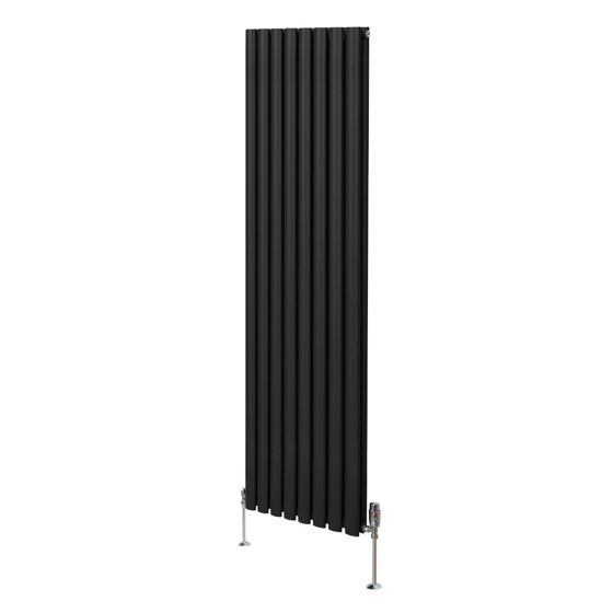 Soikea pylväspatteri ja venttiilit - 1800 mm x 480 mm – Musta