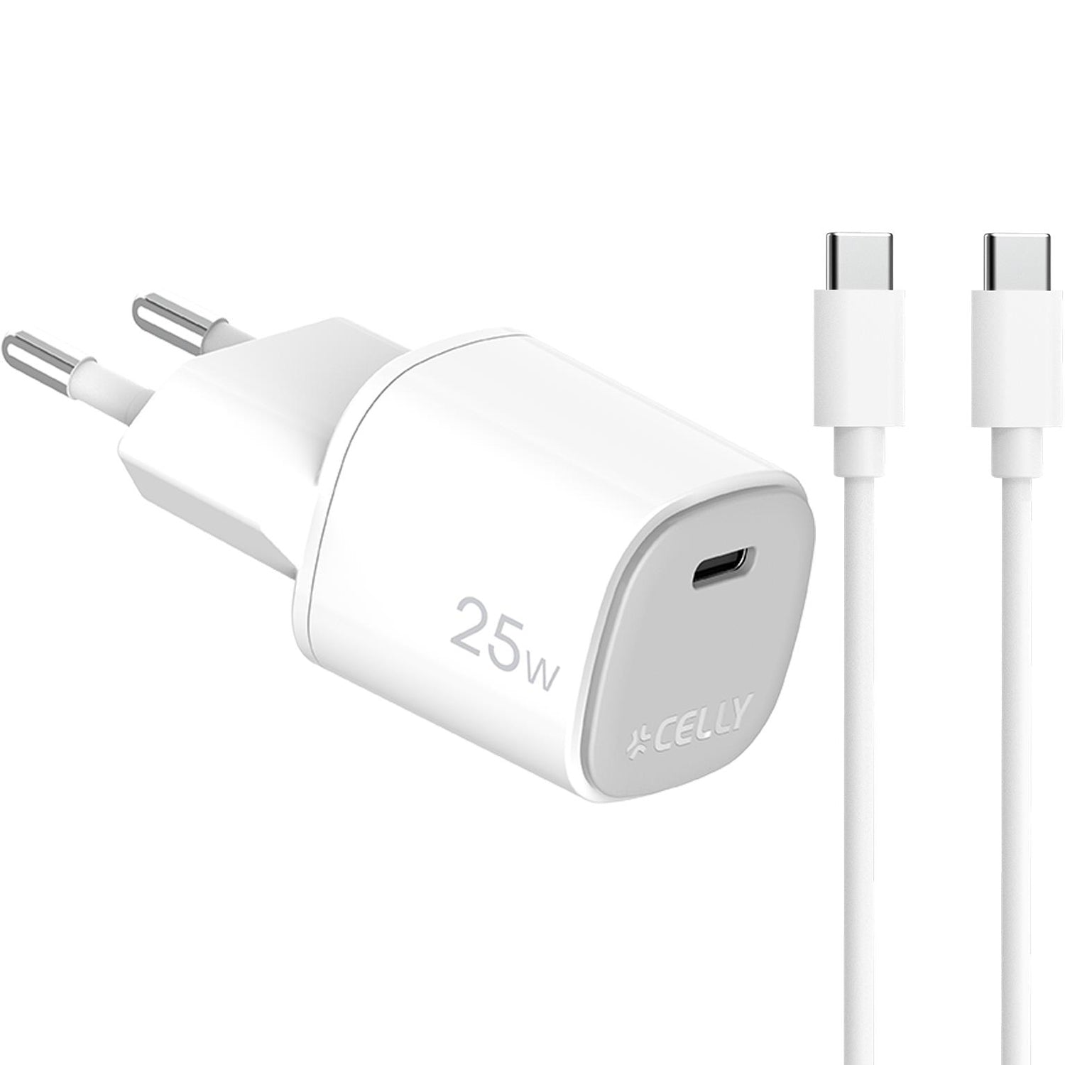 USB-laturi GaN 1 x USB-C PD 25W + USB-C kaapeli