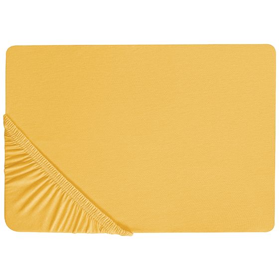 Muotoonommeltu lakana JANBU puuvilla 180 x 200 cm Sinapinkeltainen