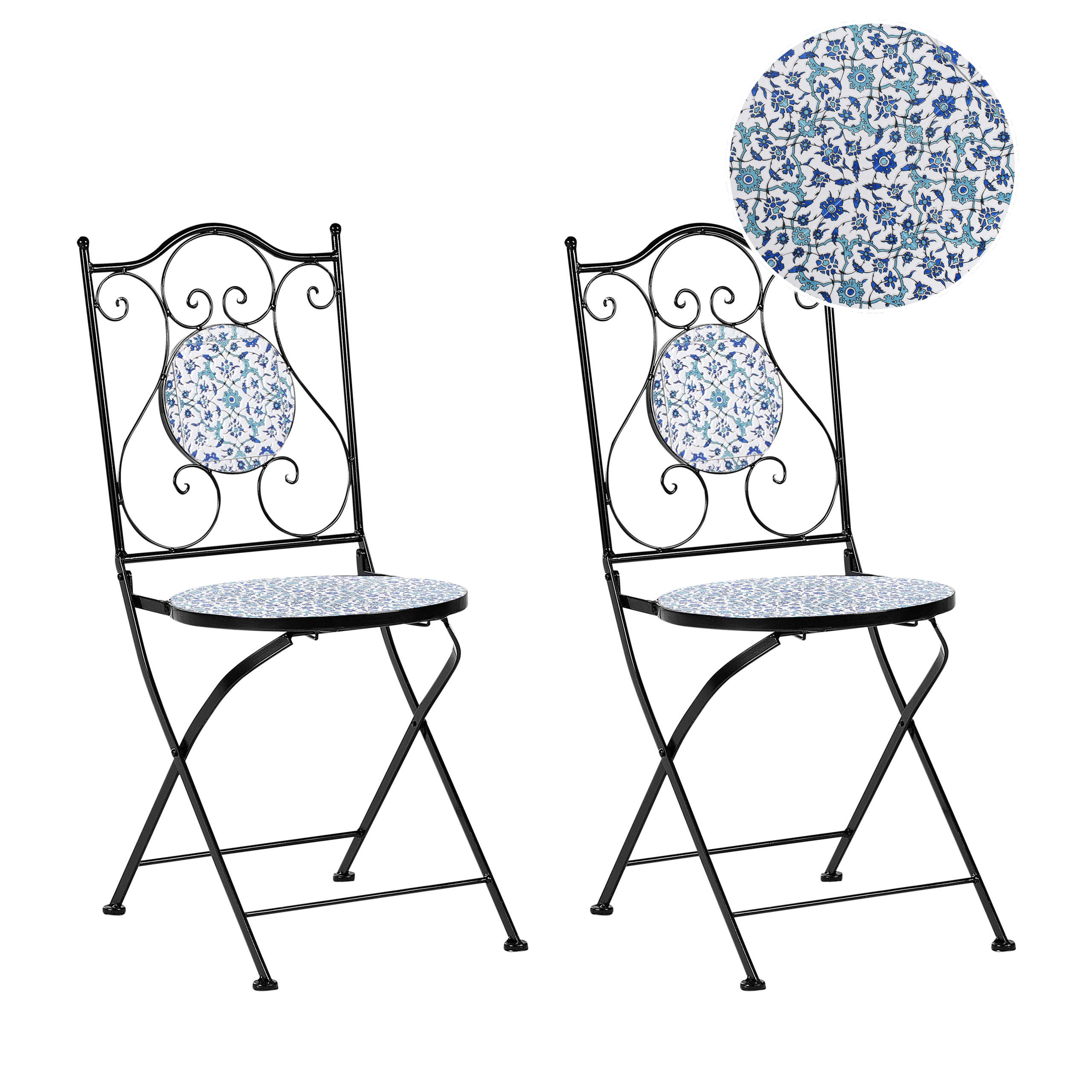 Puutarhatuolisetti 2 kpl CHAPECO kokoontaitettava metalli Musta