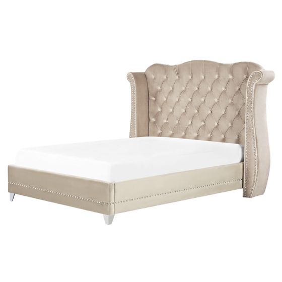 Sänky Sametti AYETTE 160 x 200 cm Beige