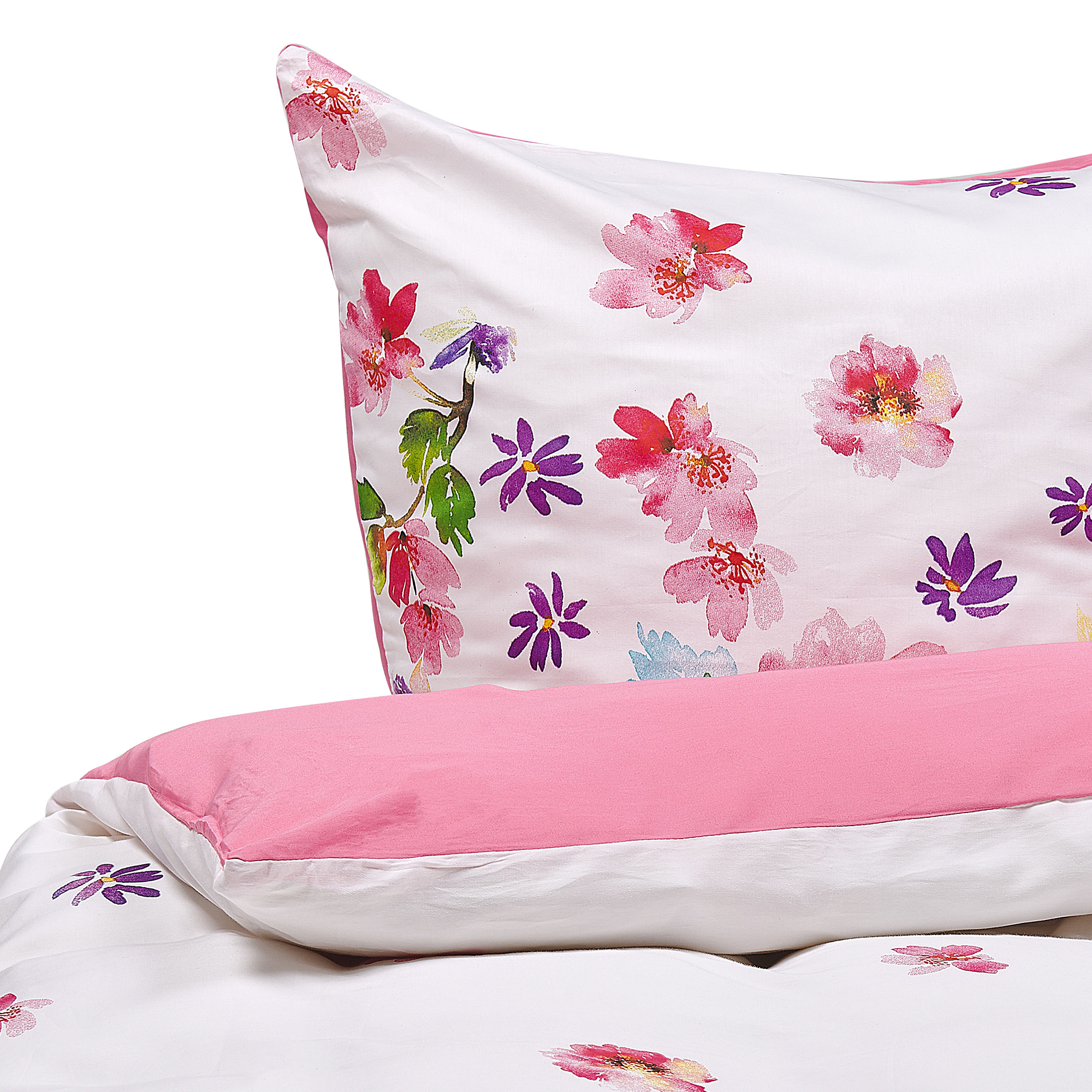 Pussilakanasetti LARYNHILL Puuvillasatiini 135 x 200 cm Vaaleanpunainen