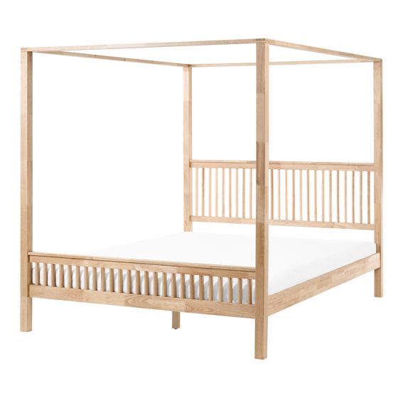 Pylvässänky puu HARFLEUR 180 x 200 cm Vaaleanruskea