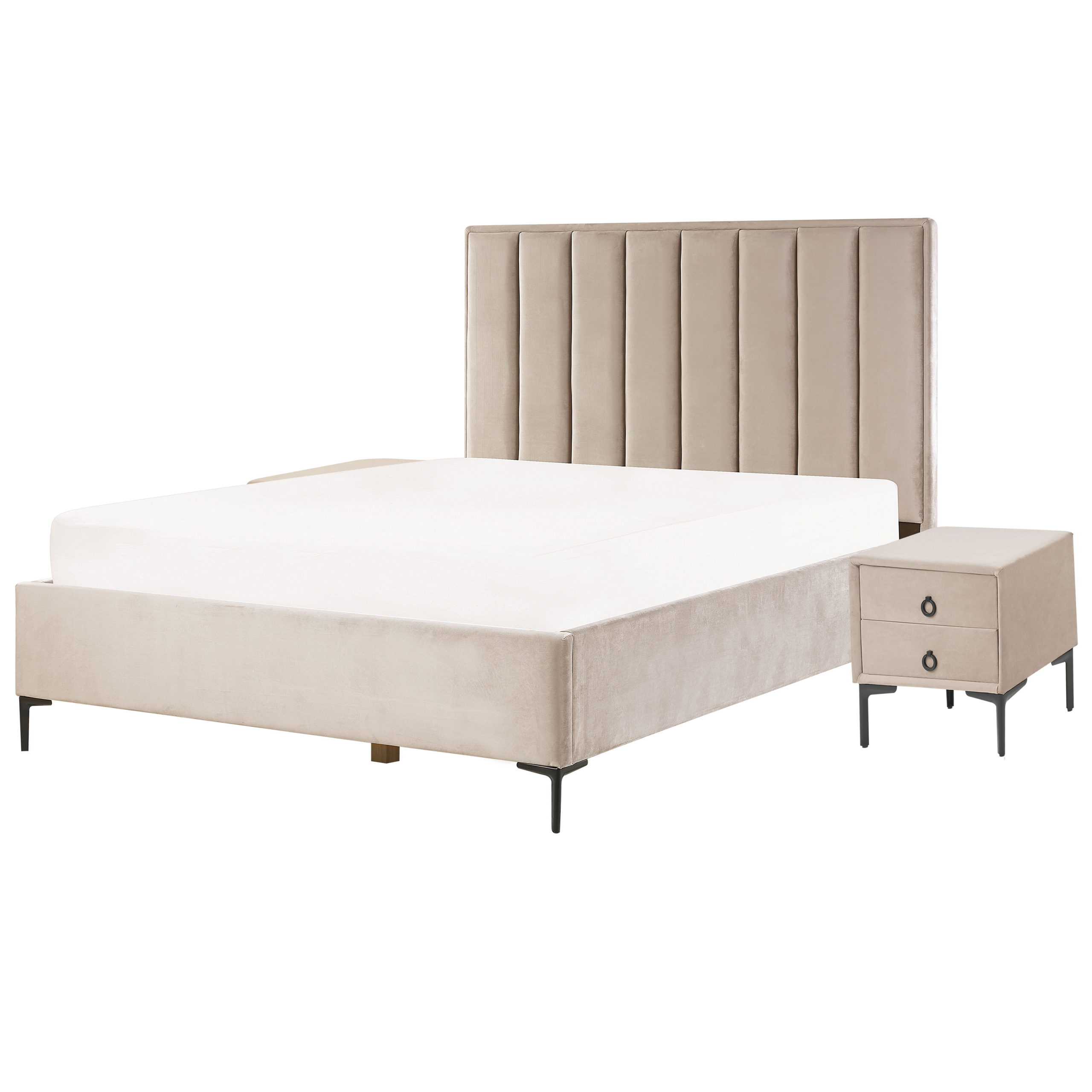 Makuuhuonesetti sametti SEZANNE 160 x 200 cm Ruskeanharmaa