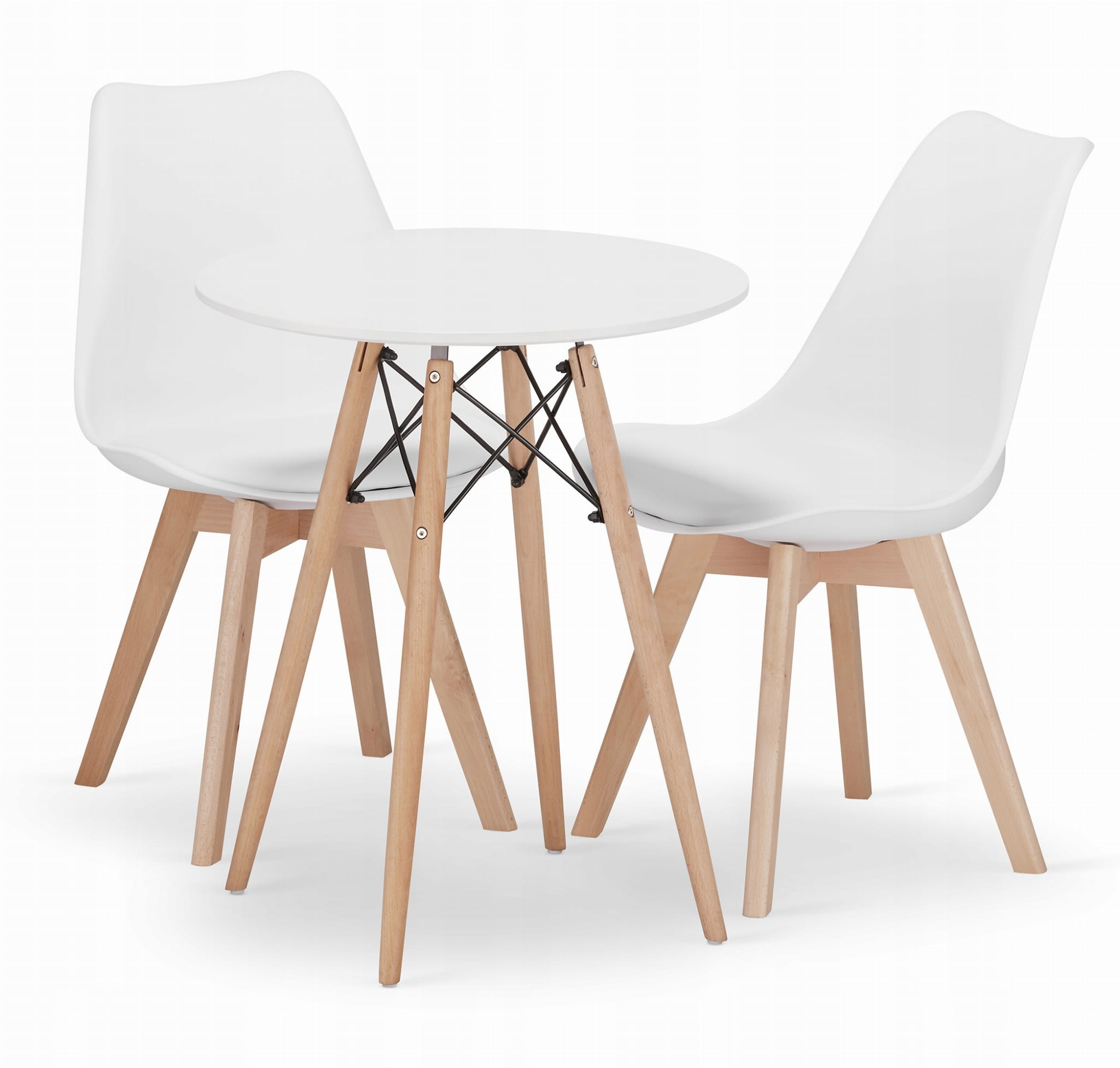 TODI pyöreä pöytä 60 cm, valkoinen, 2 MARK-tuolia, valkoinen