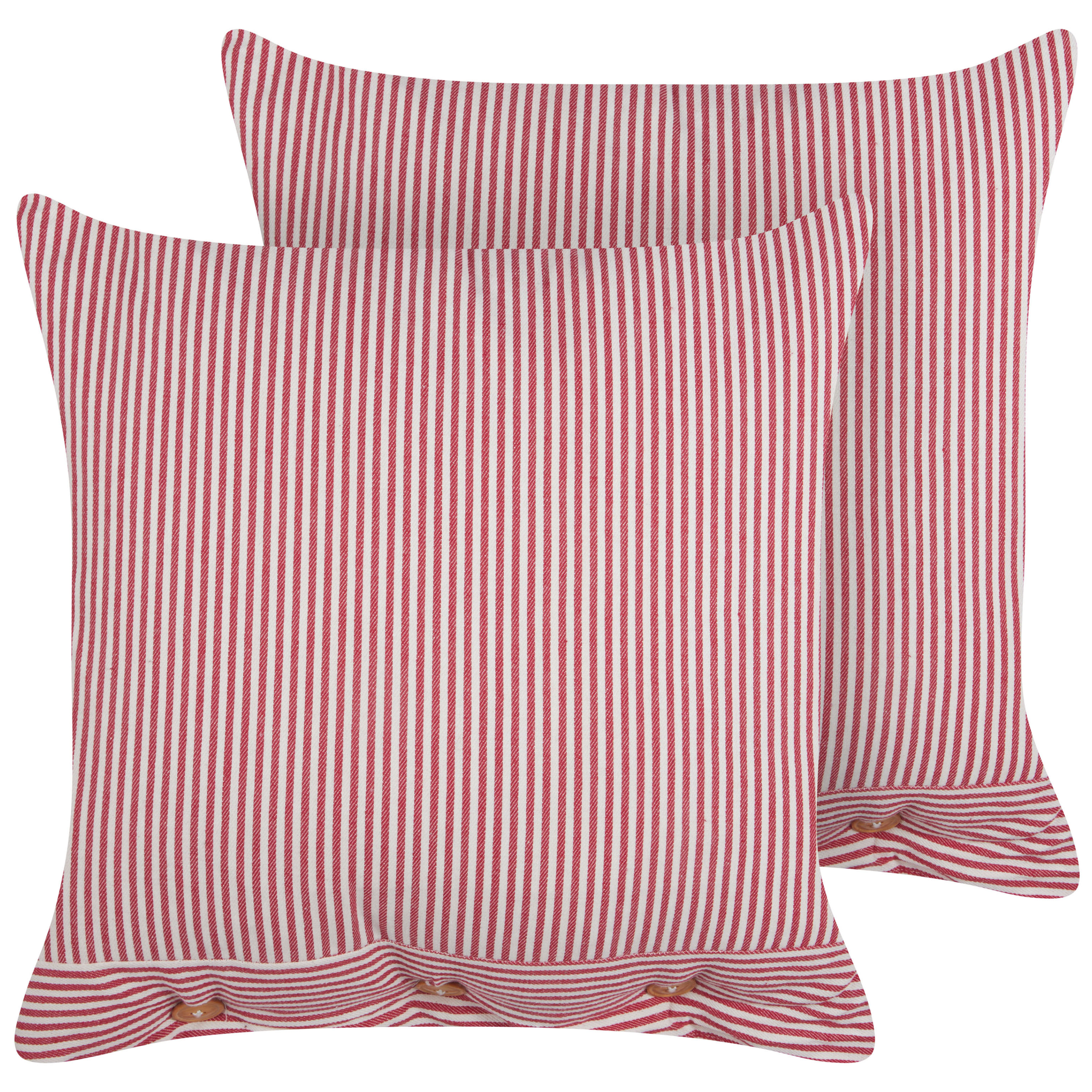 Koristetyynysetti 2 kpl AALITA 45 x 45 cm Puuvilla Punainen Raitakuvio