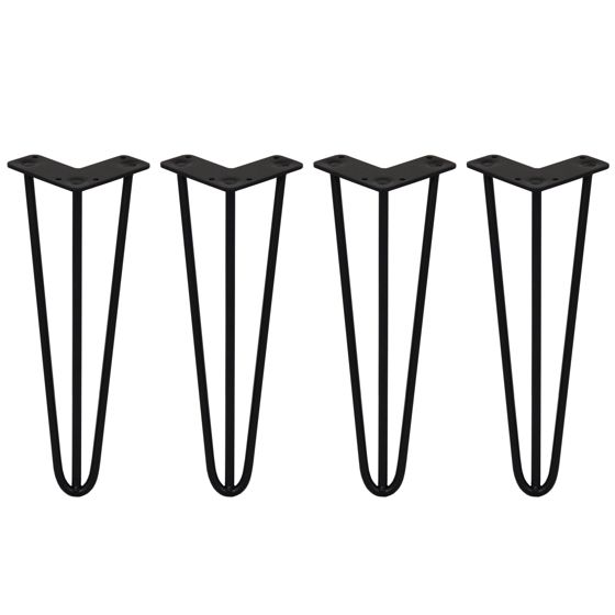 4 x 14" hiusneulan jalat - 3 piikkiä - 10 mm - musta