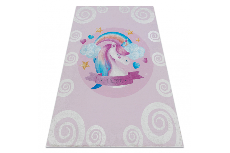 BAMBINO 2533 matto enhjørning, sateenkaari lapsille liukumaton - pinkki 200x290 cm