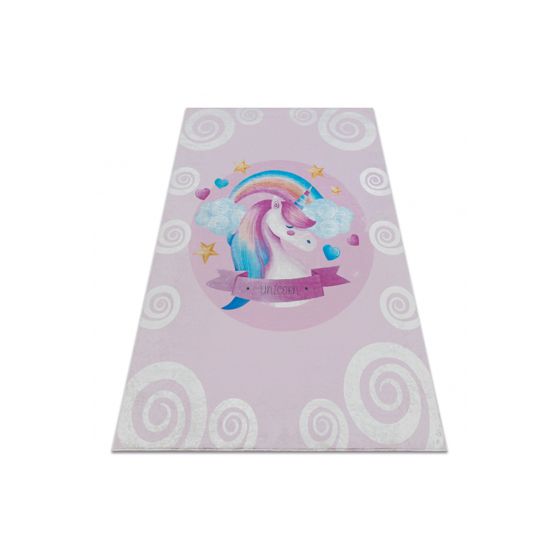 BAMBINO 2533 matto enhjørning, sateenkaari lapsille liukumaton - pinkki 200x290 cm