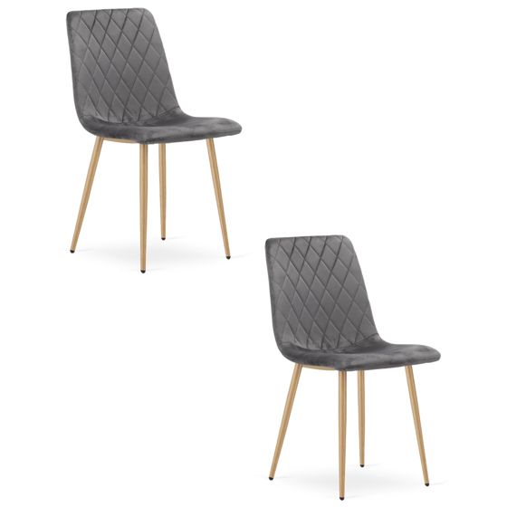 TURIN-tuoli 2 kpl, tummanharmaa sametti, puunväriset jalat