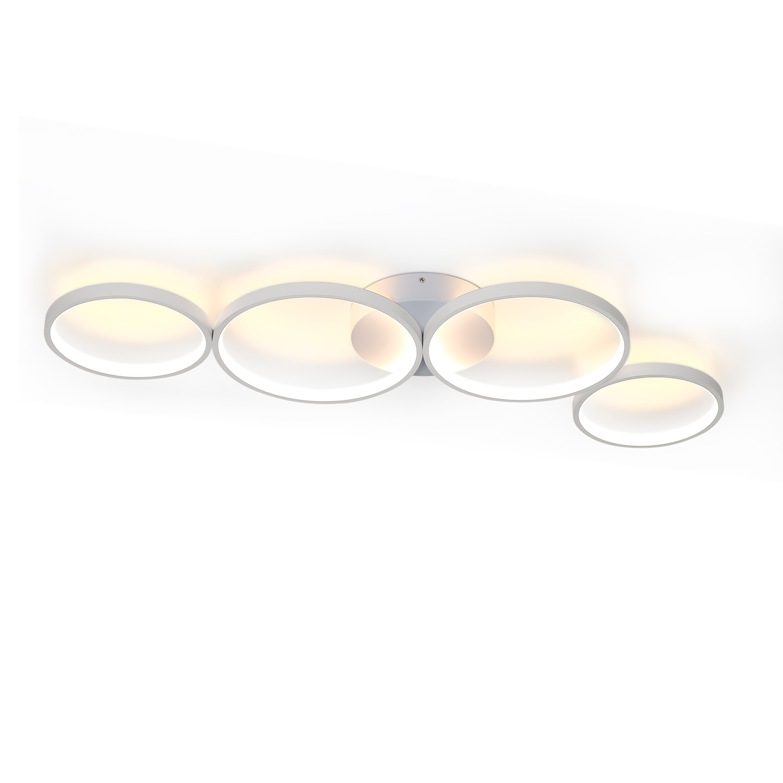 NETTLIFE LED-kattovalaisin, 100cm, himmennettävä, 4 rengasta, moderni, 56WValkoinenValaistusKaukosäätimellä