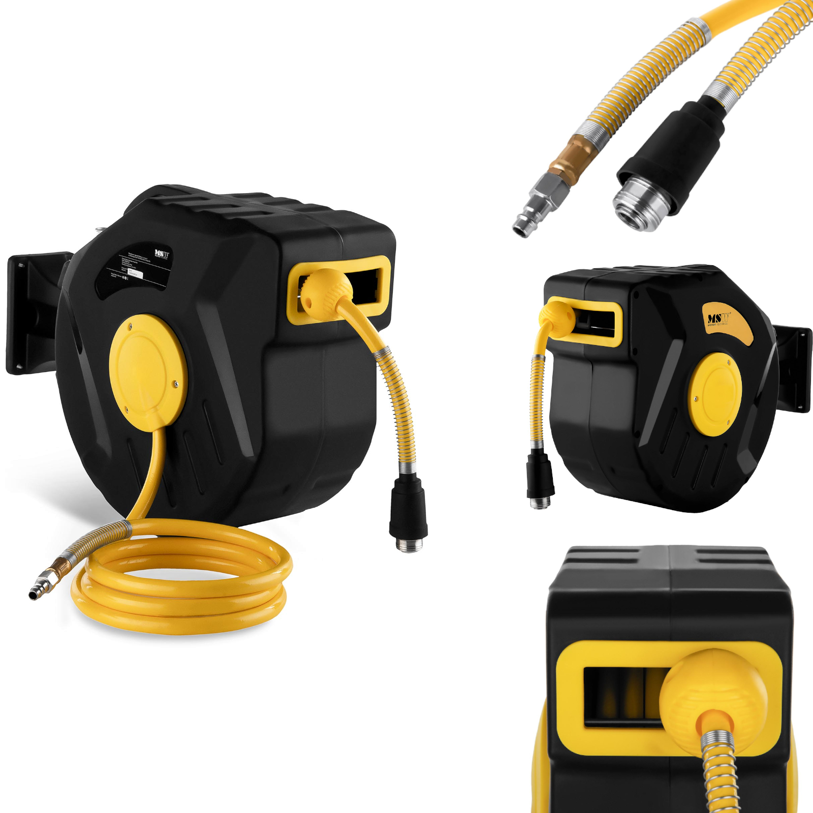 Automaattinen seinälle kiinnitettävä kela kompressorin paineilmaletkulla, liitäntä 1/4 #8221, pituus 22 m