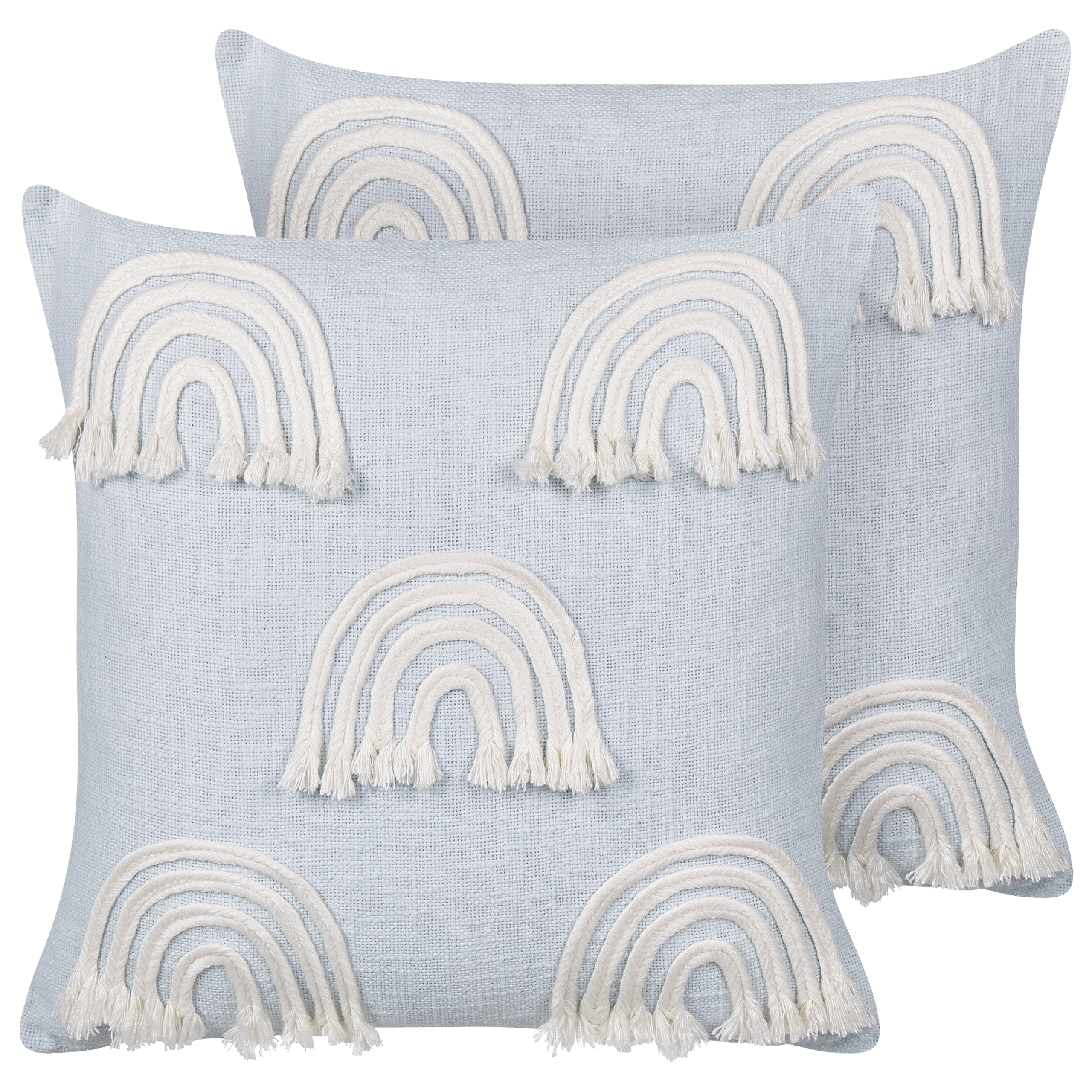 Koristetyynysetti 2 kpl LEEA puuvilla 45 x 45 cm Vaaleansininen