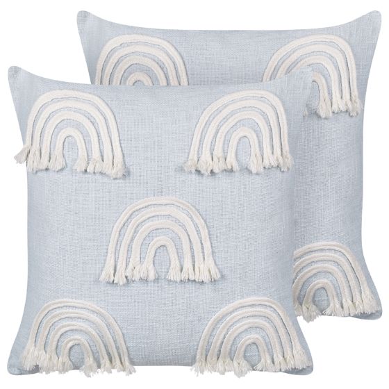 Koristetyynysetti 2 kpl LEEA puuvilla 45 x 45 cm Vaaleansininen