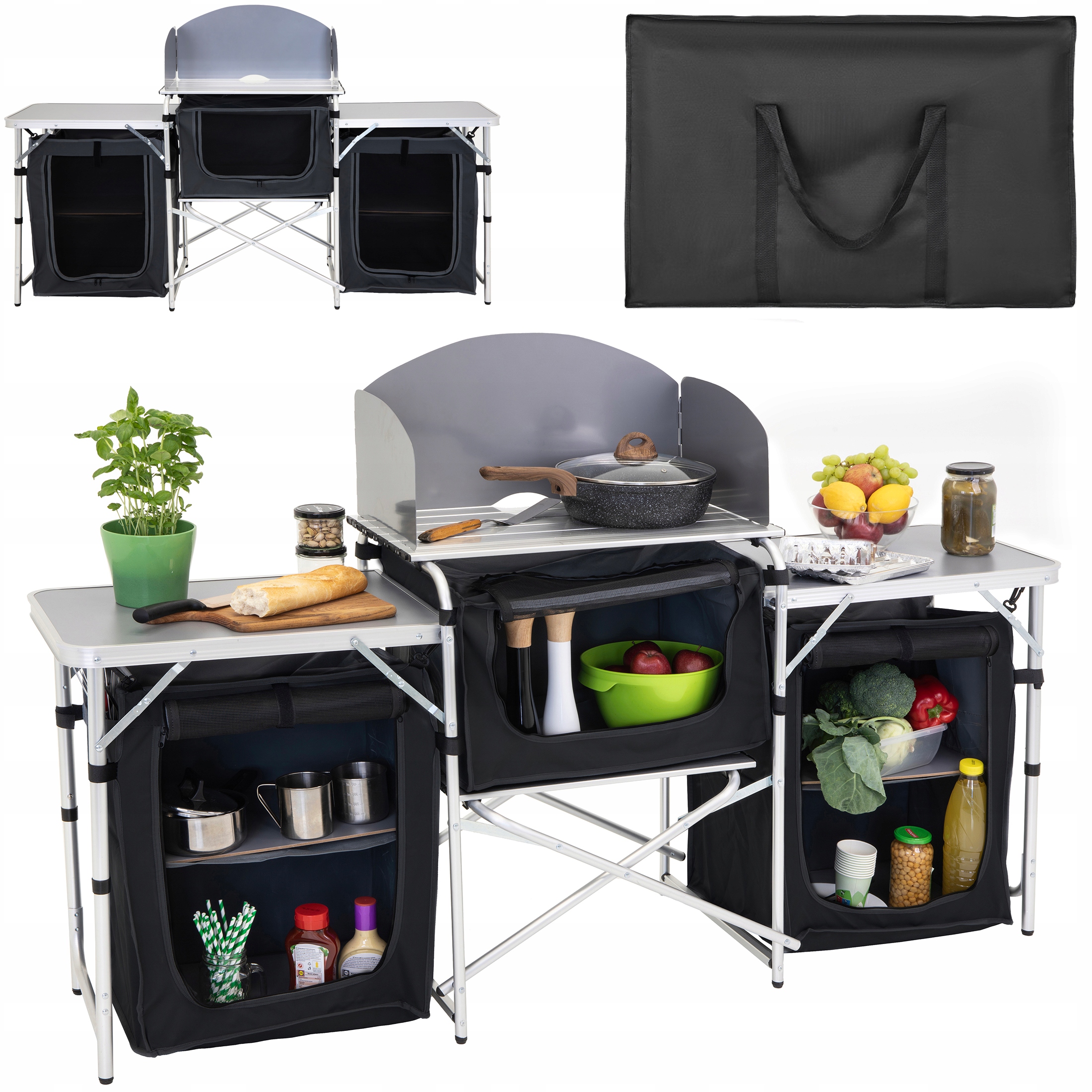 TOURIST-KEITTIÖKAAPPI kokoontaitettava puutarhalaukku RETKIpöytä