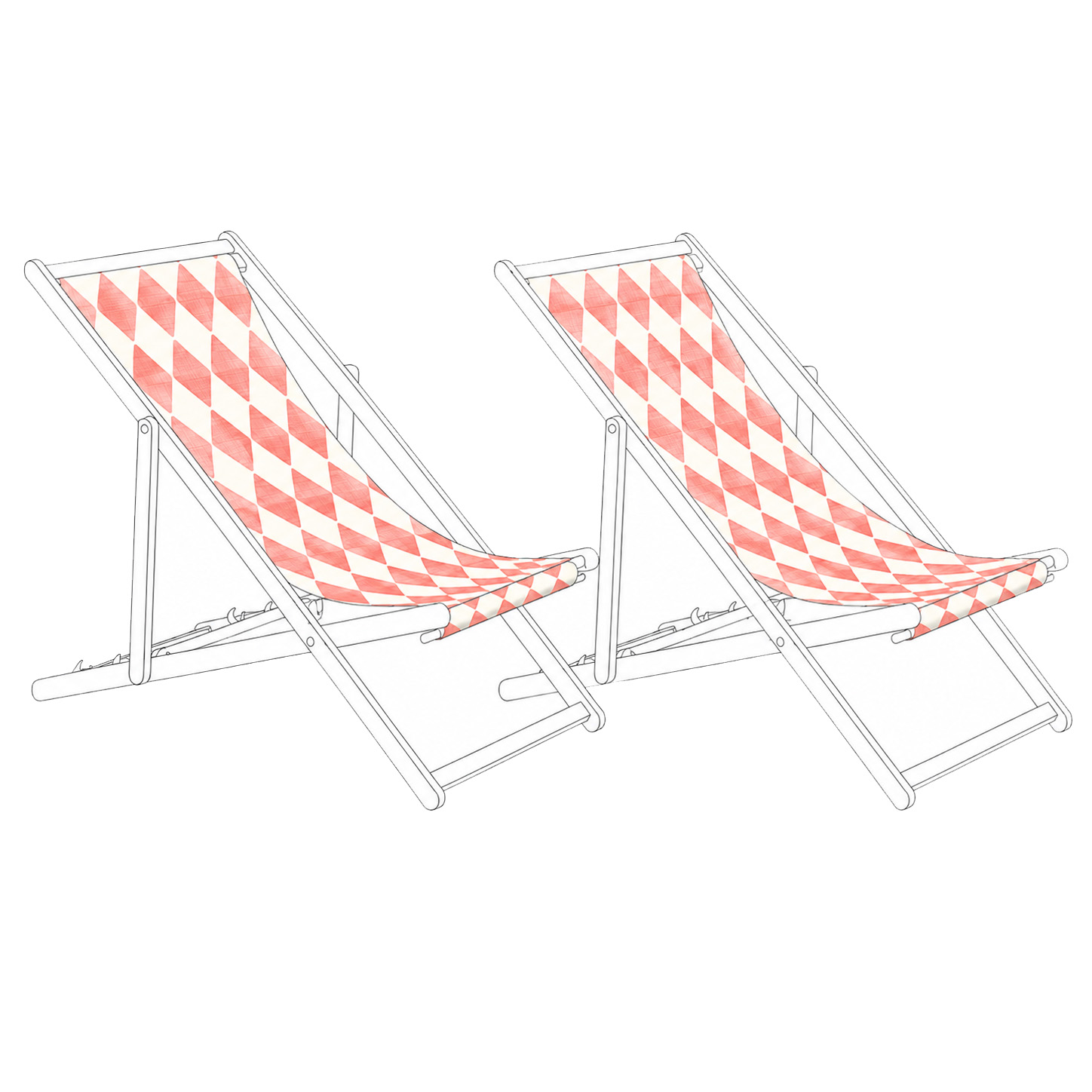 Aurinkotuolin vaihtokangassetti 2 kpl ANZIO/AVELLINO 113 x 44 cm Vaalea punainen