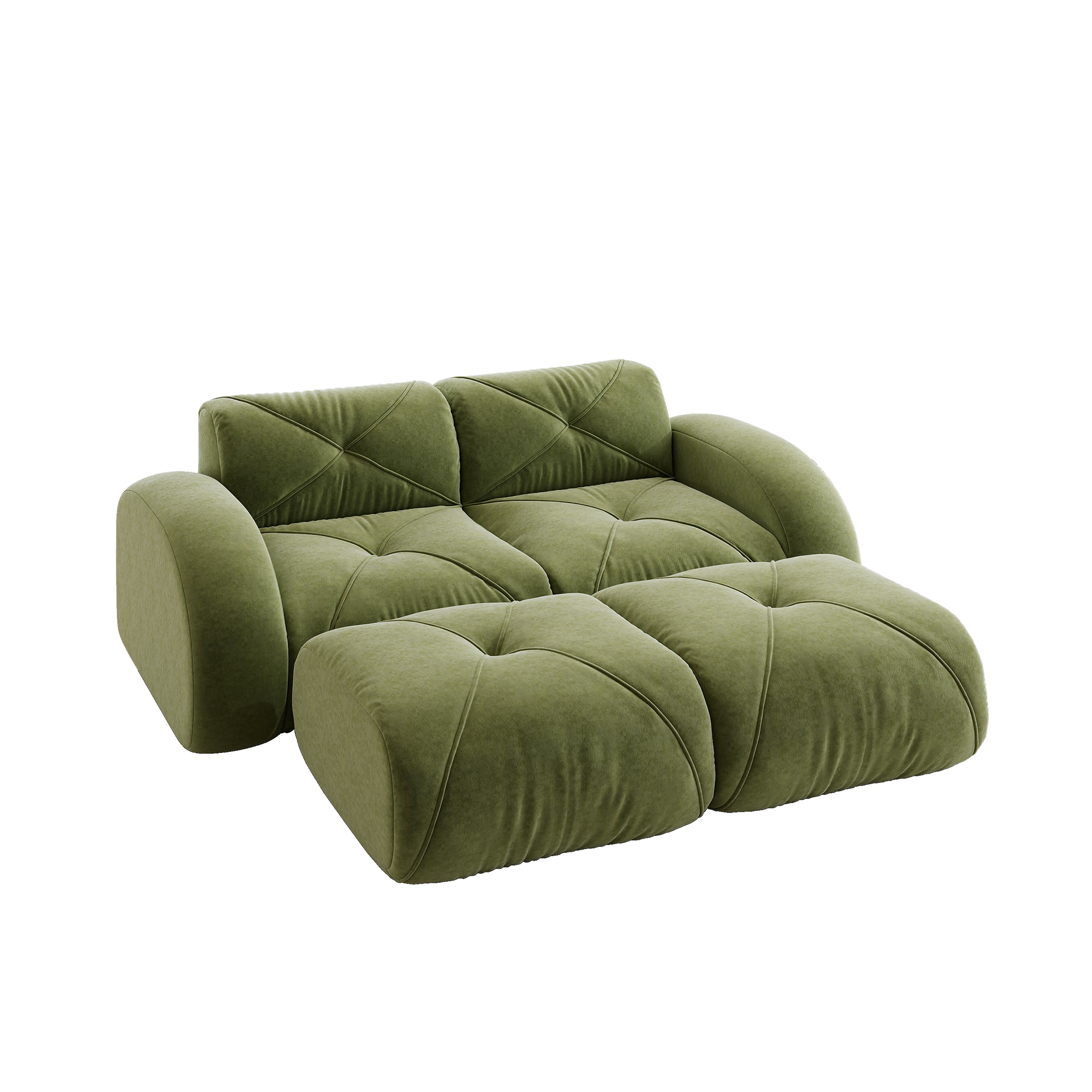 moduulisohva 2-paikkainen vihreä chenille moderni säädettävä