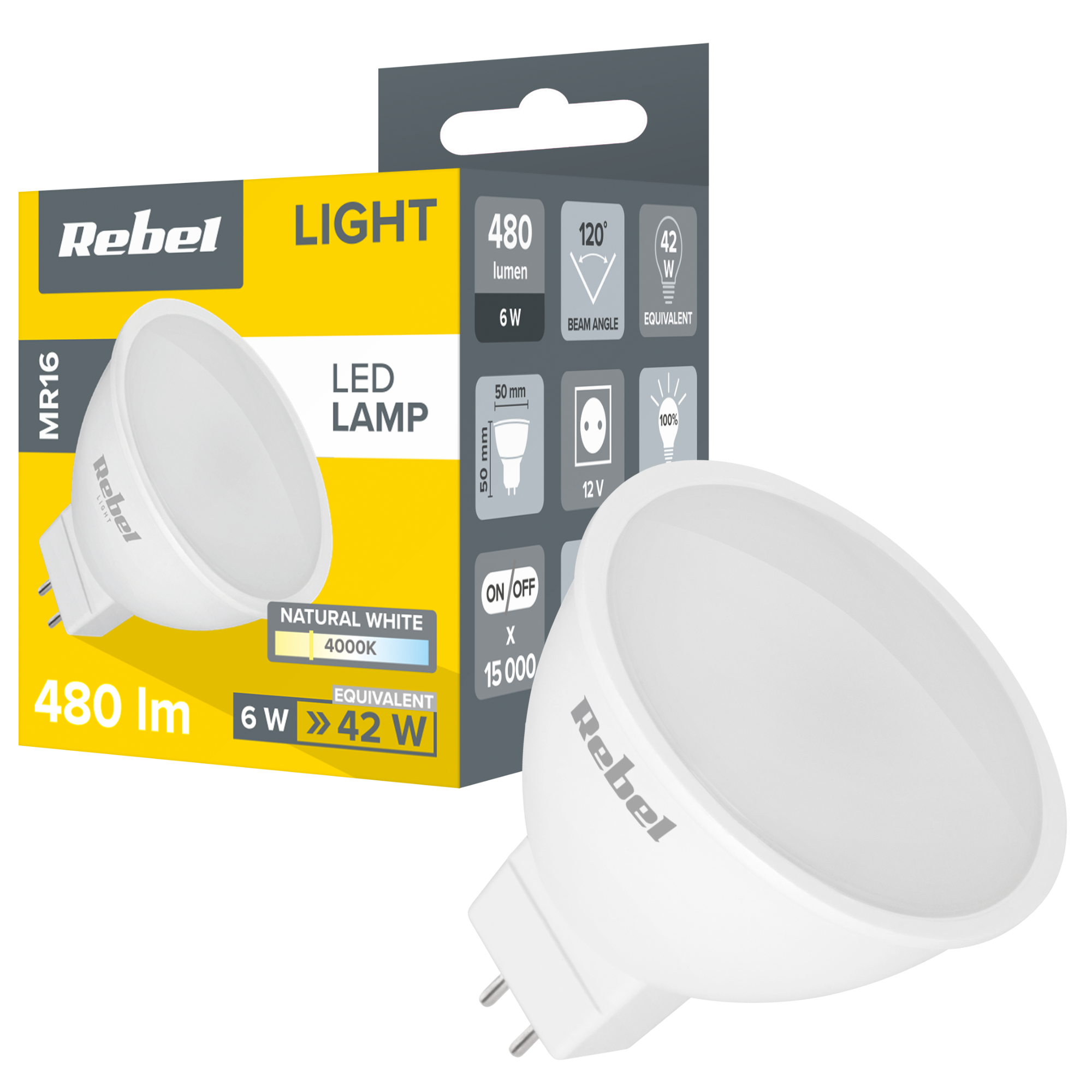 LED-lamppu Rebel 6W, MR16, 4000K, 12V