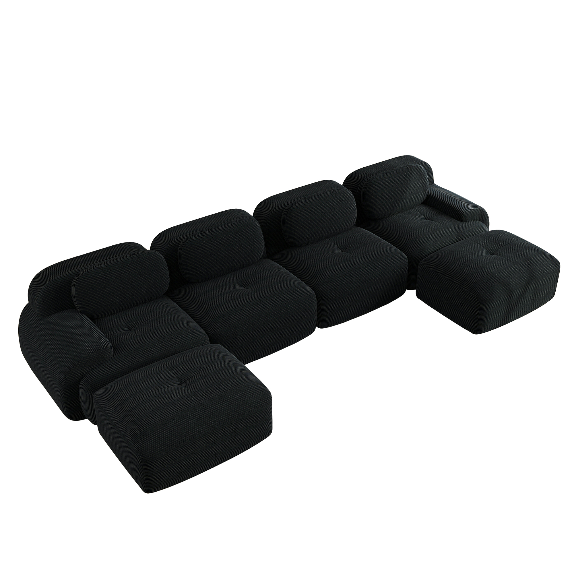 moduulisohva 4-paikkainen musta korduroy moderni säädettävä ergonominen