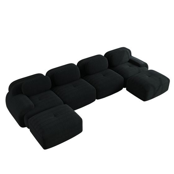 moduulisohva 4-paikkainen musta korduroy moderni säädettävä ergonominen