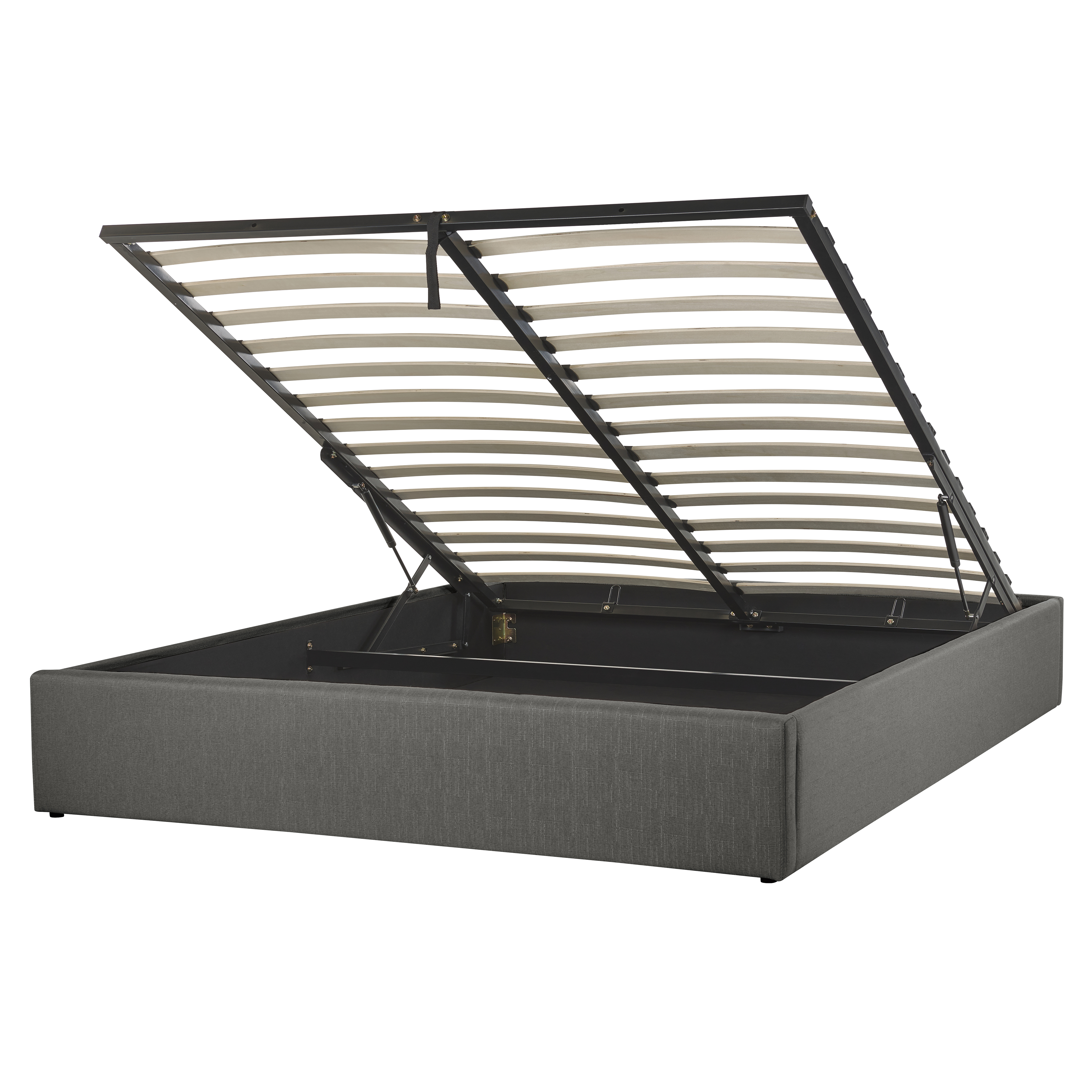 Sänky säilytystilalla kangas DINAN 160 x 200 cm Tummanharmaa