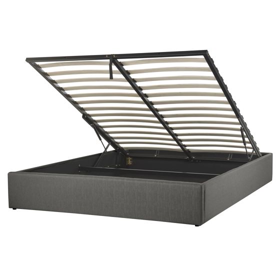 Sänky säilytystilalla kangas DINAN 160 x 200 cm Tummanharmaa