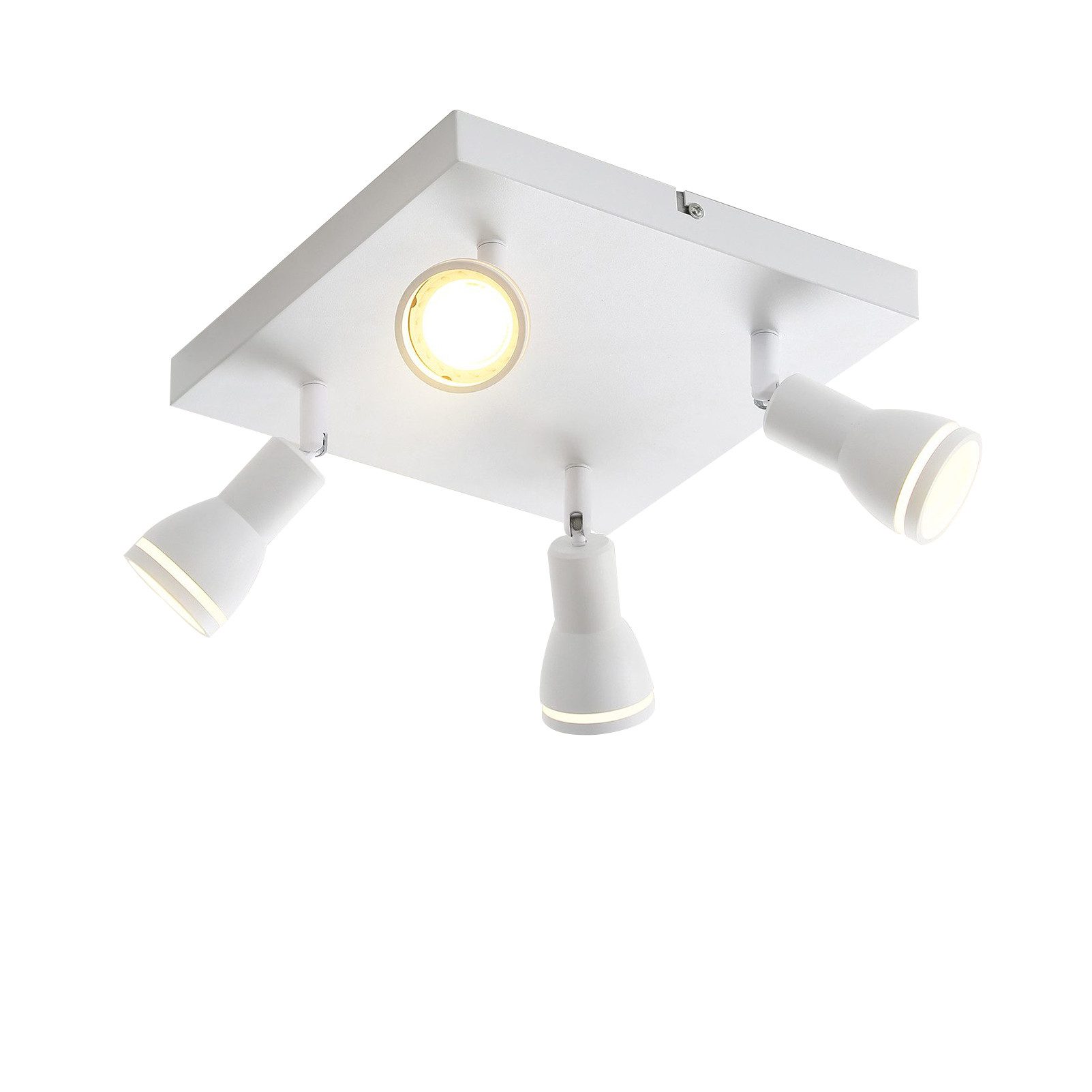 LED-kattovalaisin 4 kattokohdevaloa, valkoiset mallit, säädettävä spottilamppu, GU10, sisäkäyttöön, metalli